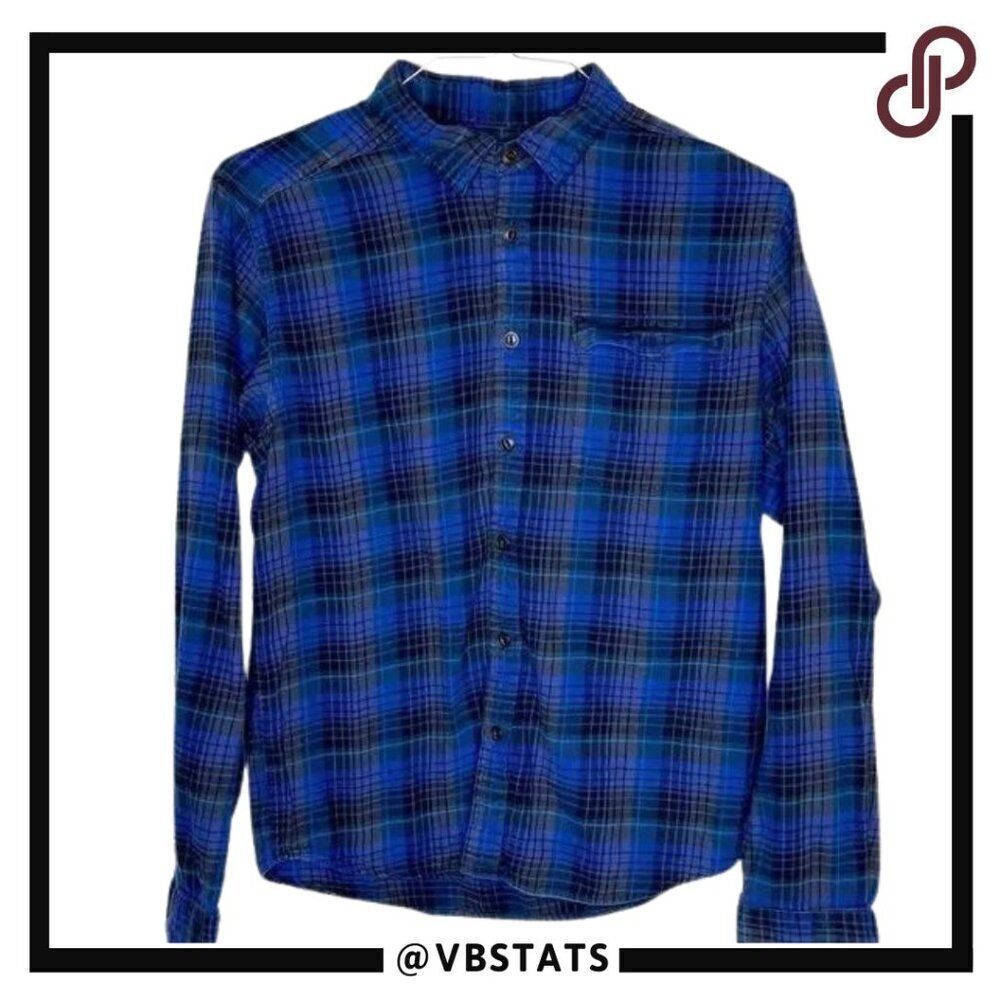 Small Patagonia Blue-Black Plaid LS Shirt